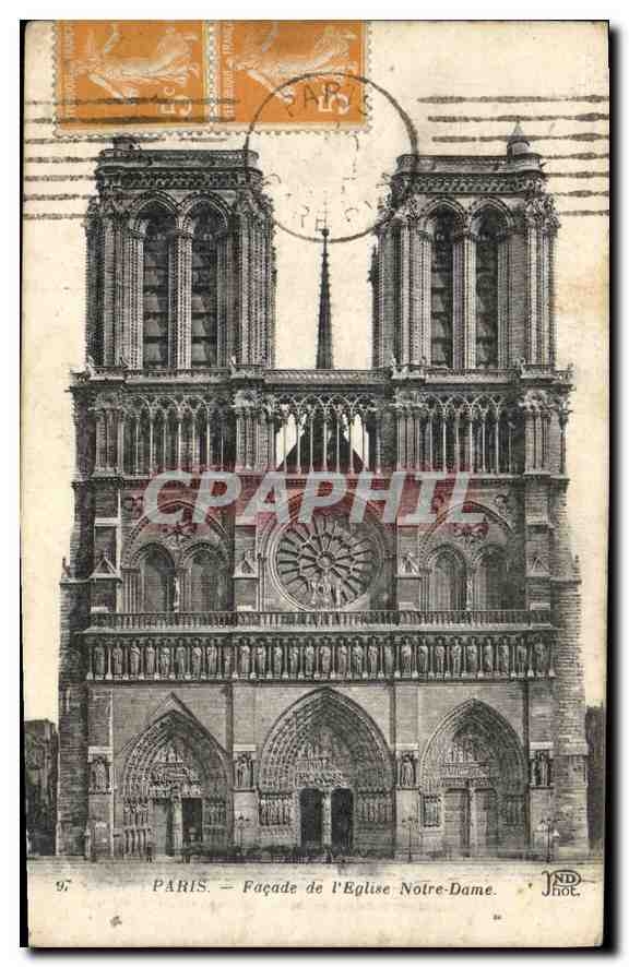 CPA Paris Facade de l'Eglise Notre Dame