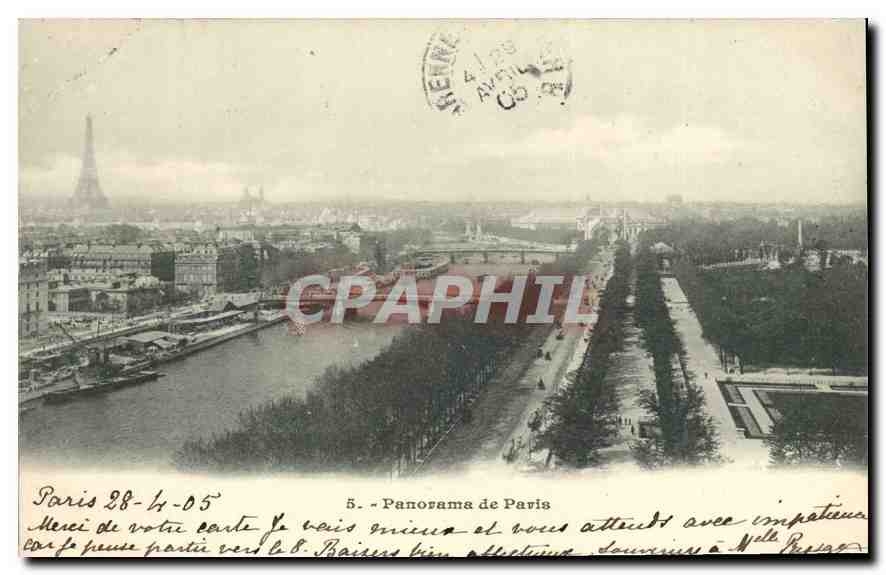 CPA Panorama de Paris Tour Eiffel
