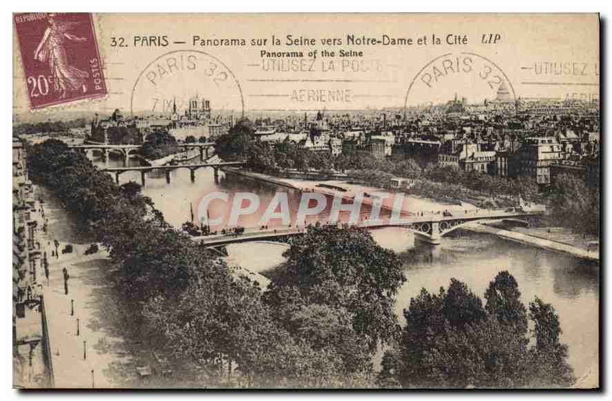 CPA Paris Panorama sur la Seine vers Notre Dame et la Cite
