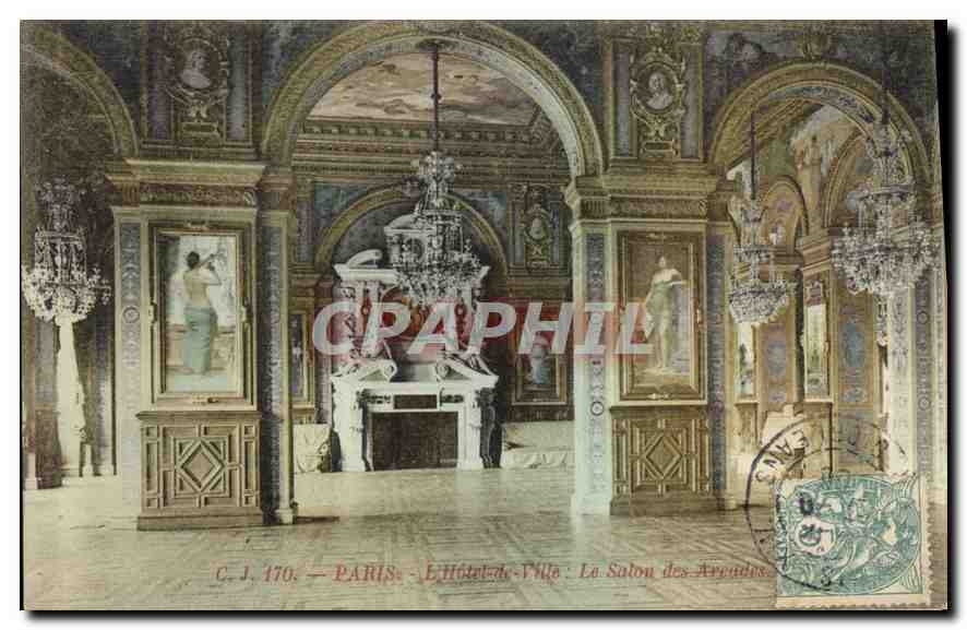CPA Paris L'Hotel de Ville Le Salon des Arcades