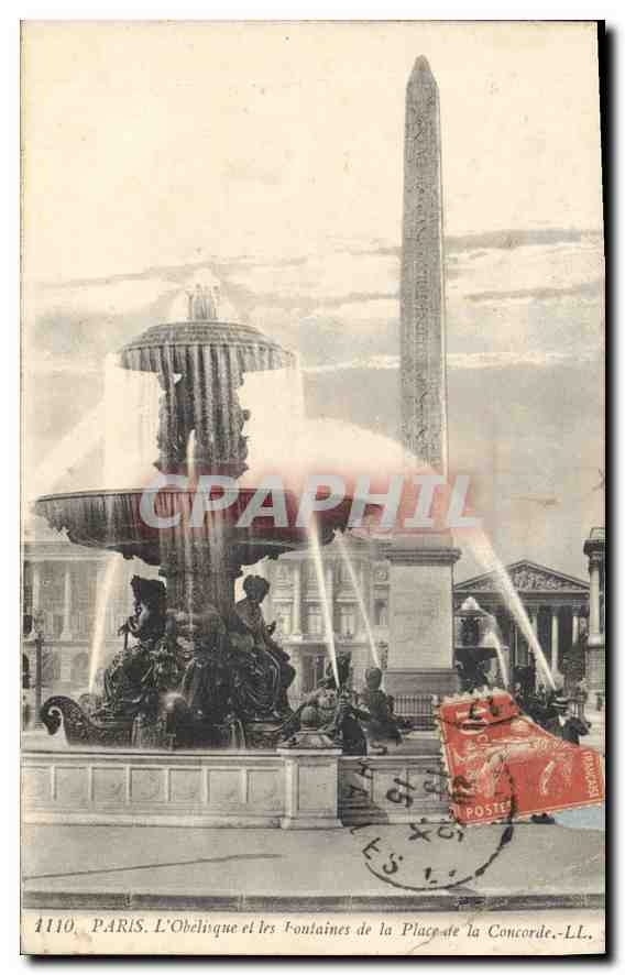 CPA Paris L'Obelisque et les Fontaines de la Place de la Concorde