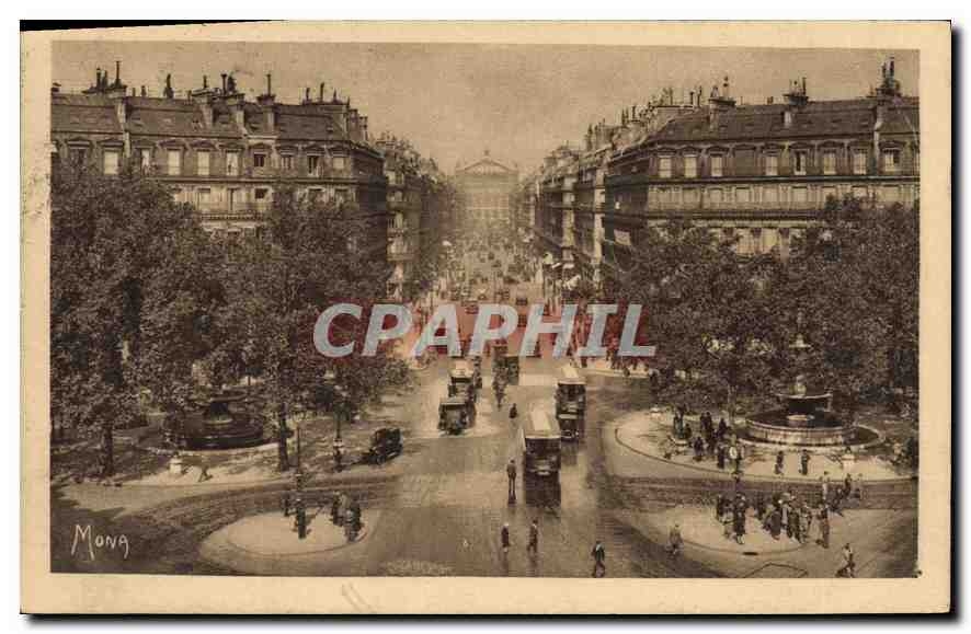 CPA Paris L'Avenue de l'Opera et la Place du Theatre Francais