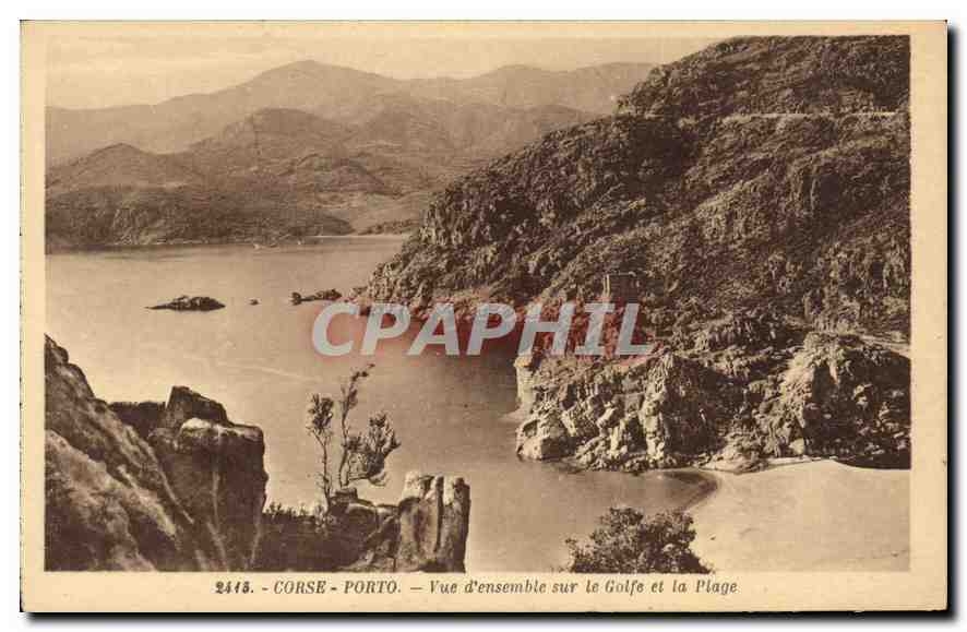CPA Corse Porto Vue d'ensemble sur le Golfe et la Plage 