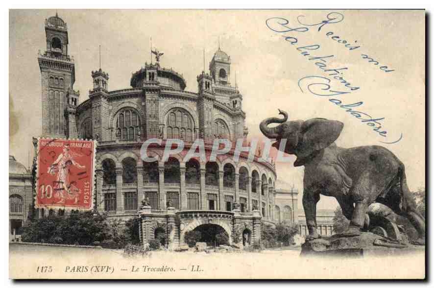 CPA Paris (XVI) Le Trocadero Elephant