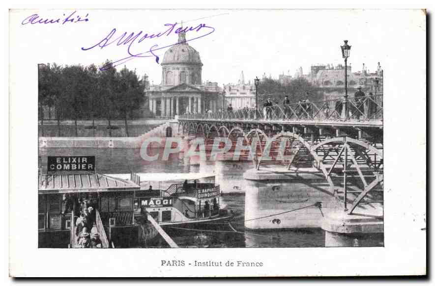 CPA Paris Institut de France Bateau Peniche Elixir Colombier