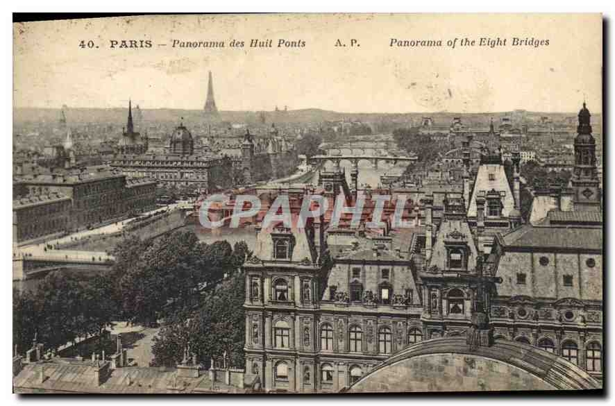 CPA Paris Panorama des Huits Ponts Tour Eiffel
