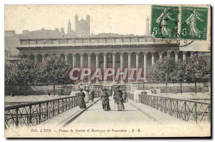 CPA Lyon Palais de Justice et Basilique de Fourviere