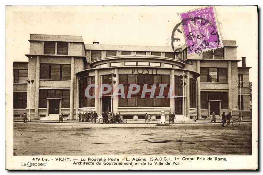 CPA Vichy La Nouvelle Poste L Azema (S A D G) 1er Grand Prix de Rome Architecture du Gouvernement et