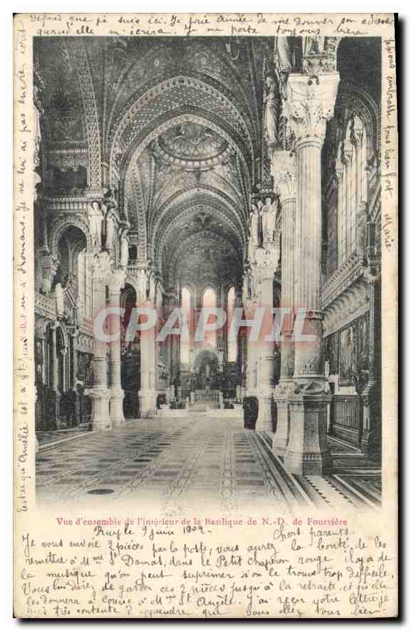 CPA Lyon Vue d'ensemble de l'Interieur de la basilique de N D de Fourviere