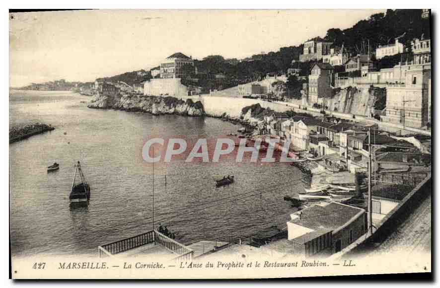 CPA Marseille La Corniche L'Anse du Prophete et le Restaurant Roubion