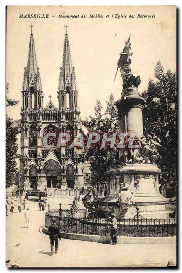 CPA Marseille Monument des Mobiles et Eglise des Reformes