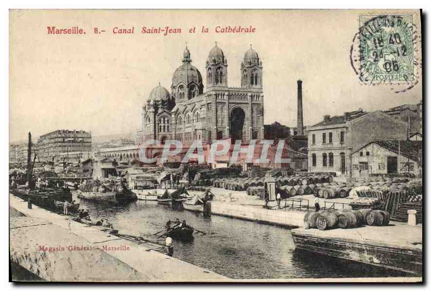 CPA Marseille Canal Saint Jean et la Cathedrale