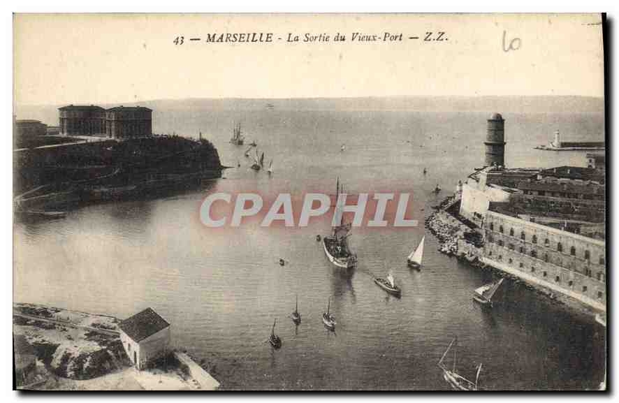 CPA Marseille La Sortie du Vieux Port