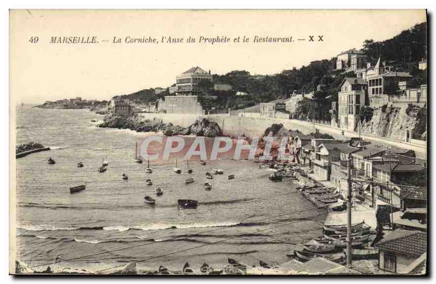 CPA Marseille La Corniche L'Anse du Prophete et le Restaurant