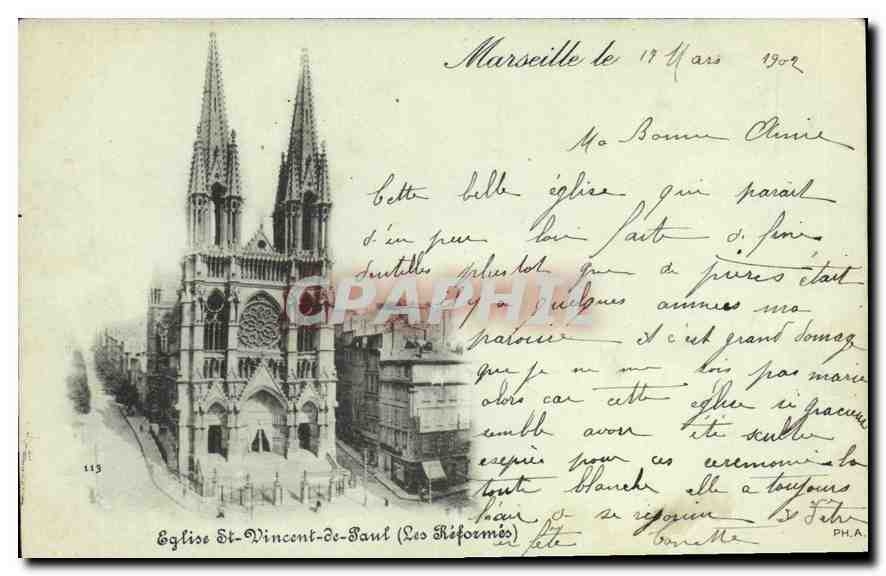 CPA Marseille Le 19 mars 1902 Eglise St Vincent de Paul (Les Reformes)