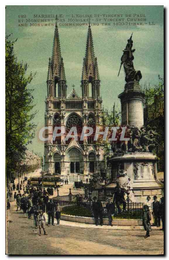 CPA Marseille L'Eglise St Vincent de Paul et Montmartre des Mobiles