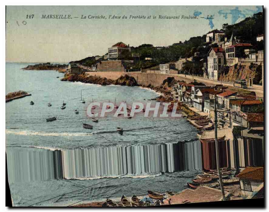 CPA Marseille La Corniche l'Anse du Prophete et le Restaurant Roubion