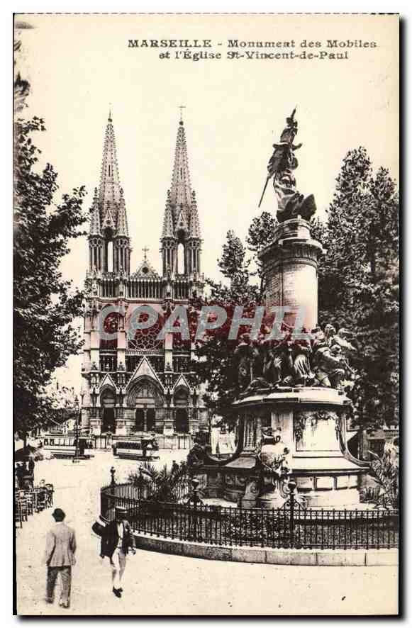 CPA Marseille Monument des Mobiles et l'Eglise St Vincent de Paul