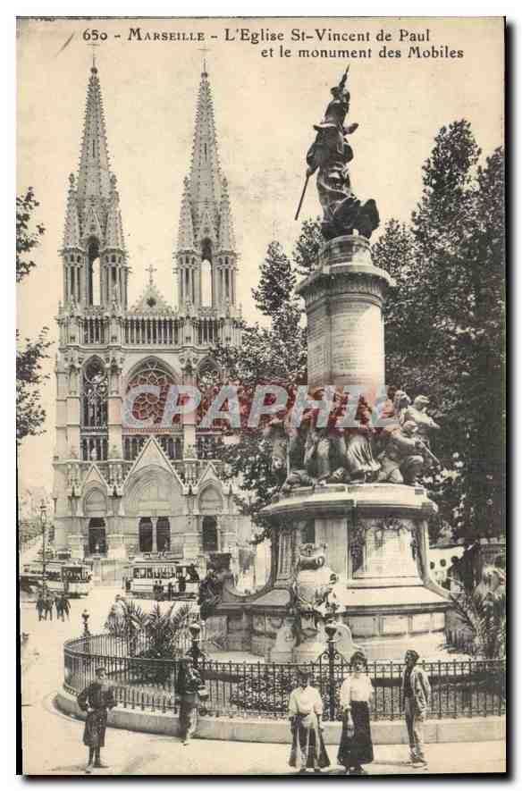 CPA Marseille Eglise St Vincent de Paul et Monument des Mobiles