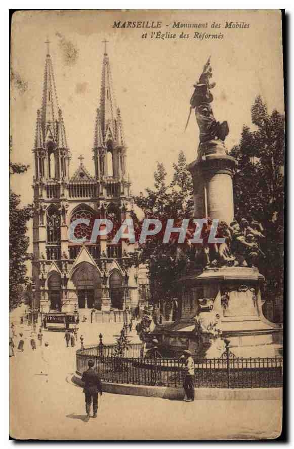 CPA Marseille Monument des Mobiles et Eglise des Reformes