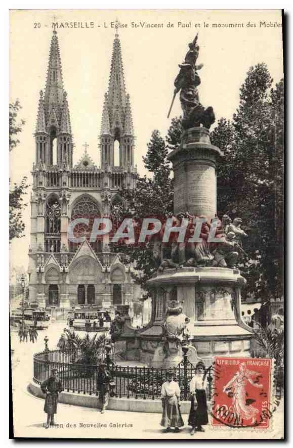 CPA Marseille Eglise St Vincent de Paul et Monument des Mobiles