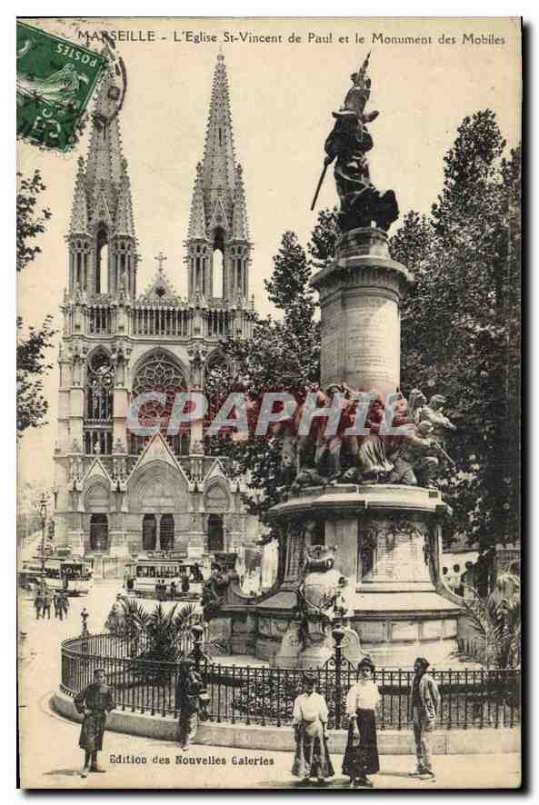 CPA Marseille Eglise St Vincent de Paul et Monument des Mobiles