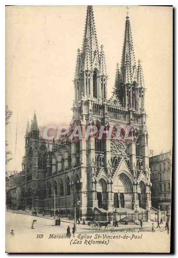CPA Marseille Eglise des Reformes et Monument des Mobiles
