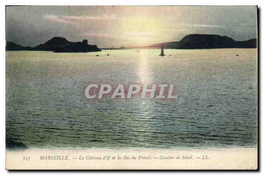 CPA Marseille Le château d'If et les Iles du Frioul Coucher de soleil