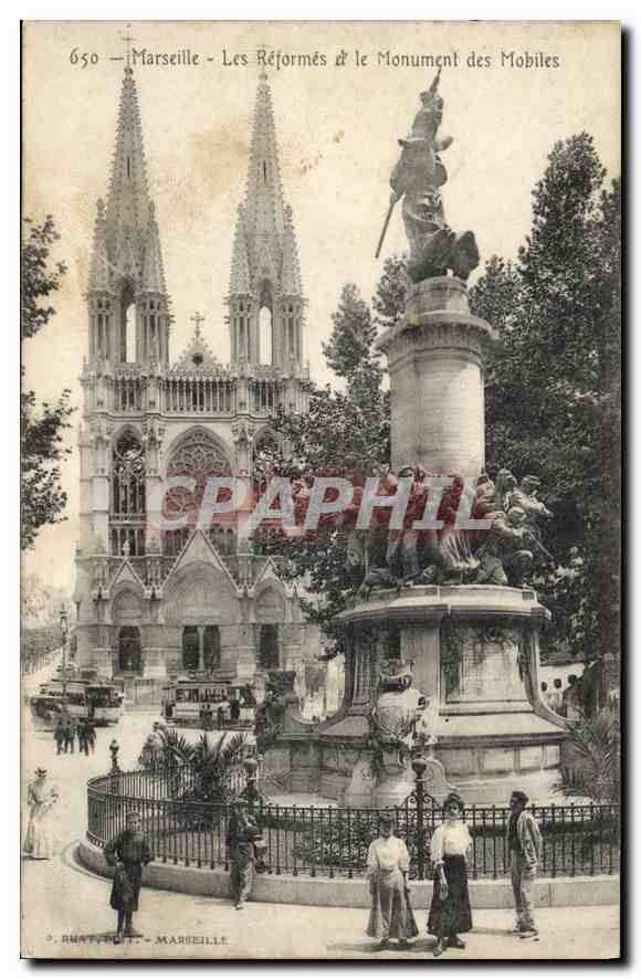 CPA Marseille Eglise St Vincent de Paul et le Monument des Mobiles