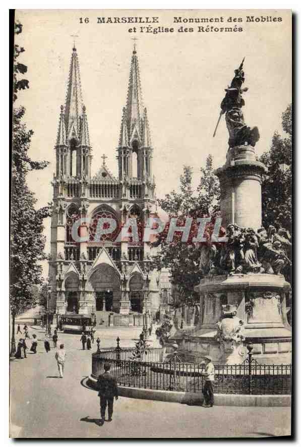 CPA Marseille Eglise des reformes et monument des mobiles