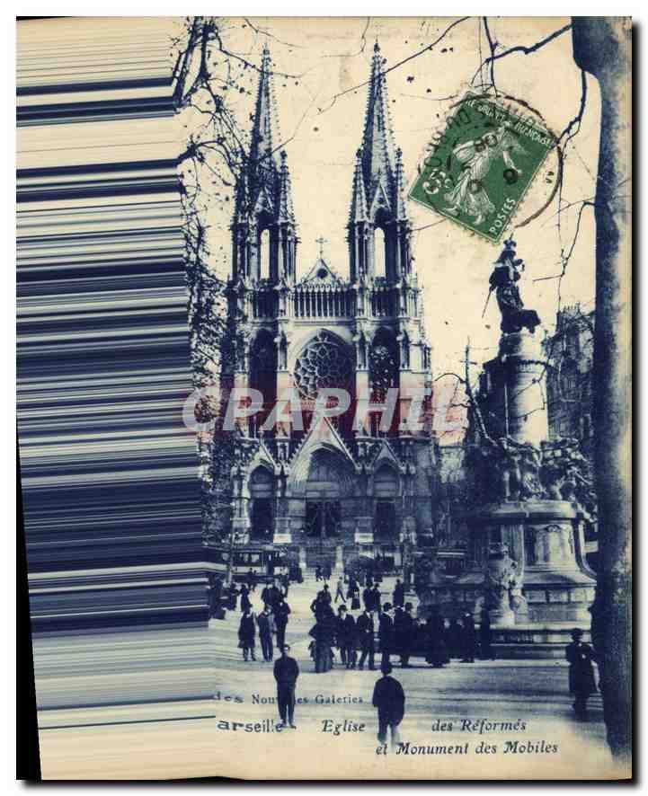 CPA Marseille Eglise des reformes et monument des mobiles