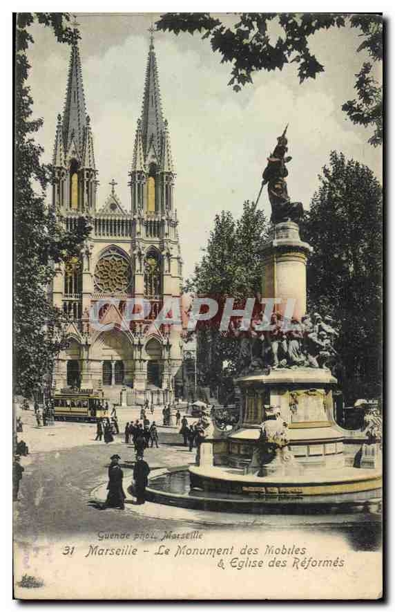 CPA Marseille Eglise des reformes et monument des mobiles