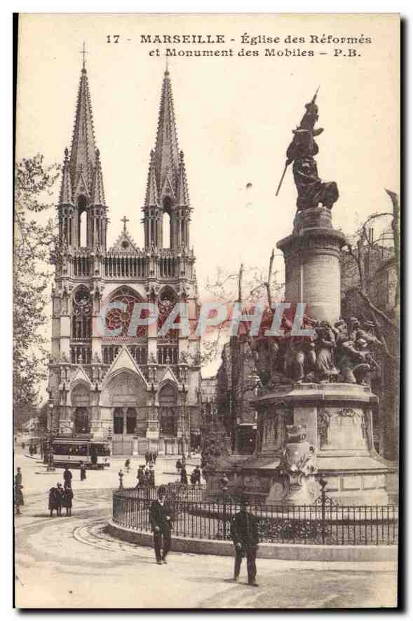 CPA Marseille Eglise des Reformes et Monument des Mobiles