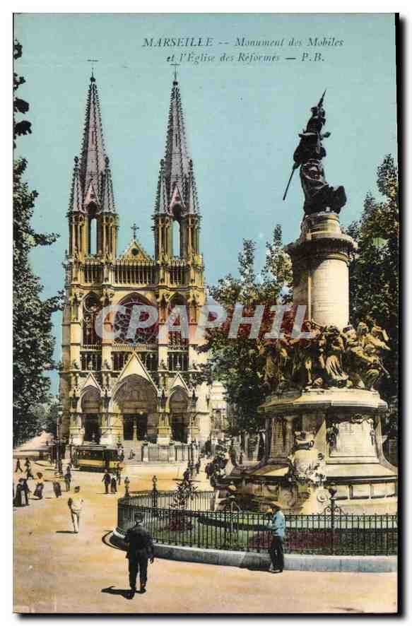 CPA Marseille Monument des Mobiles et l'Eglise des Reformes