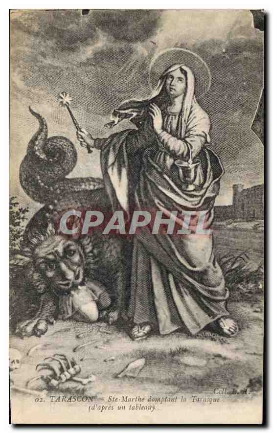 CPA Tarascon Ste Marthe domptant la Tarasque (d'apres un tableau)
