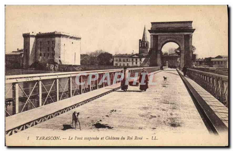 CPA Tarascon Le Pont suspendu et Chateau du Roi Rene