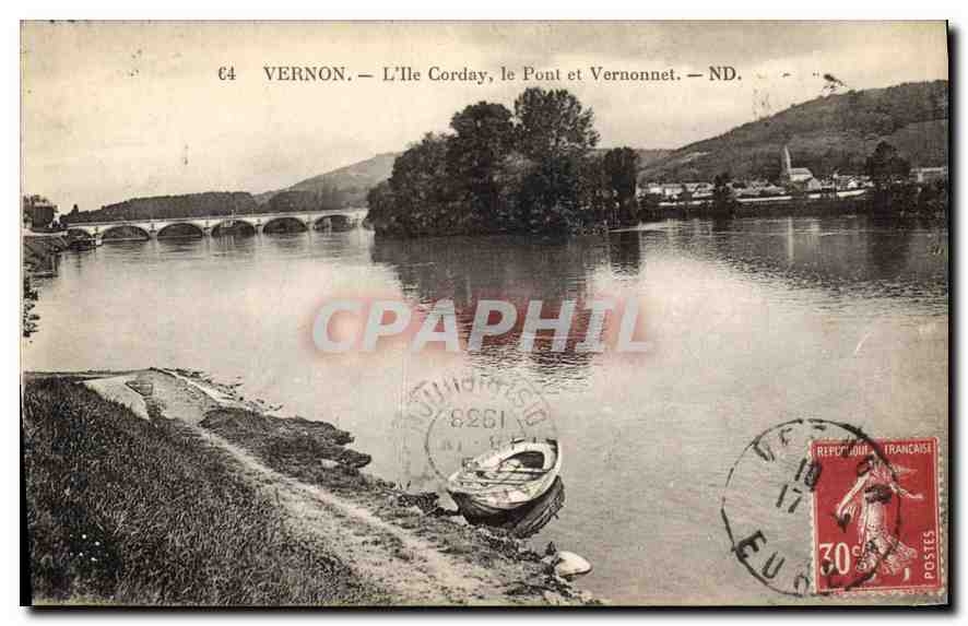 CPA Vernon (Eure) L'Ile Corday Le Pont et Vernonnel