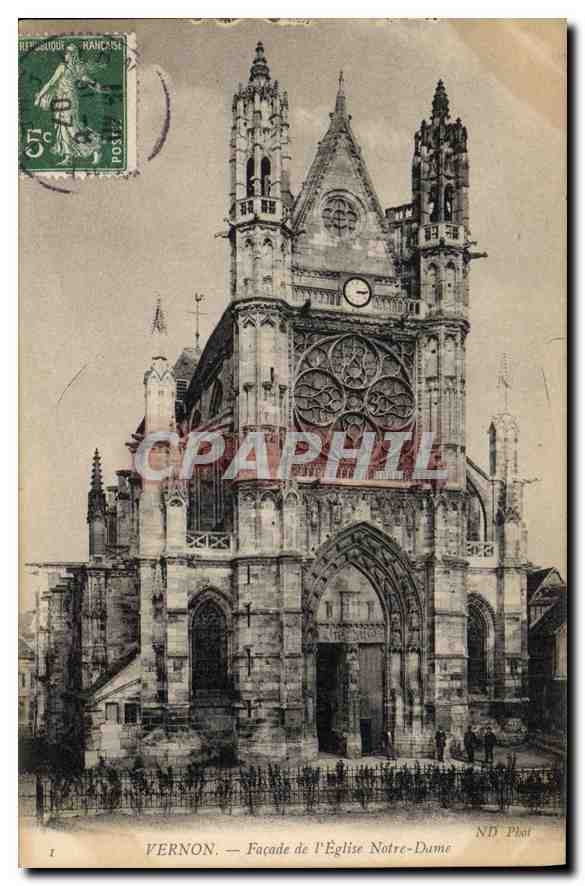 CPA Vernon (Eure) Facade de l'Eglise Notre Dame