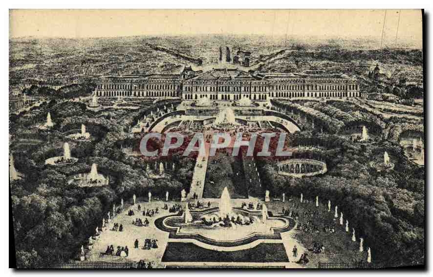 CPA Versailles Panorama du Chateau et des Jardins 