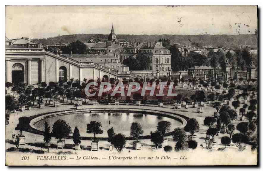 CPA Versailles Le Chateau L'Orangerie et vue sur la Ville 