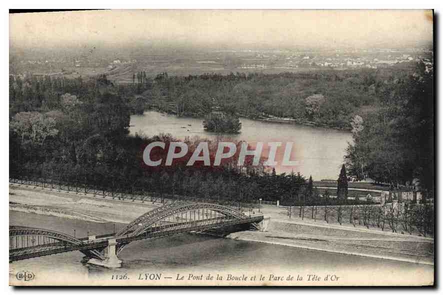 CPA Lyon Le Pont de la Boucle et le Parc de la Tete d'Or 