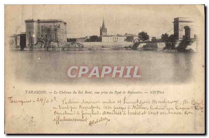 CPA Tarascon Le Chateau du Roi Rene vue prise du Pont de Beaucaire