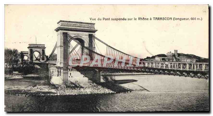 CPA Vue du Pont suspendu sur le Rhone a Tarascon