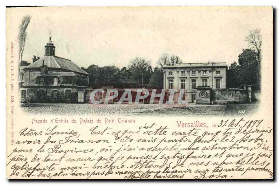 CPA Facade d'Entree du Palais du Petit Trianon Versailles Carte 1899