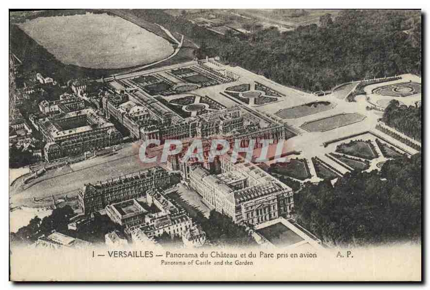 CPA Versailles Panorama du Chateau et du Parc pris en avion 