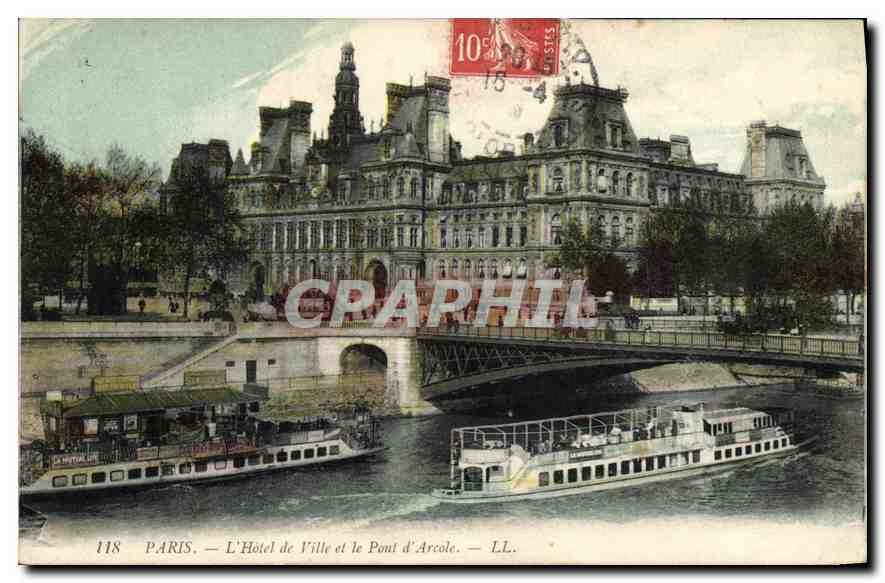 CPA Paris L'Hotel de Ville et le Pont d'Arcole