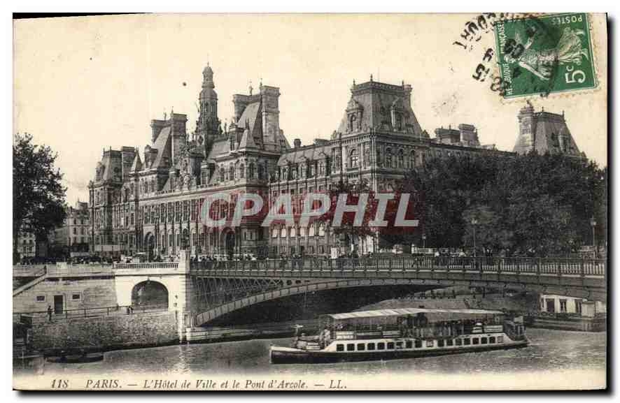 CPA Paris L'Hotel de Ville et le Pont d'Arcole