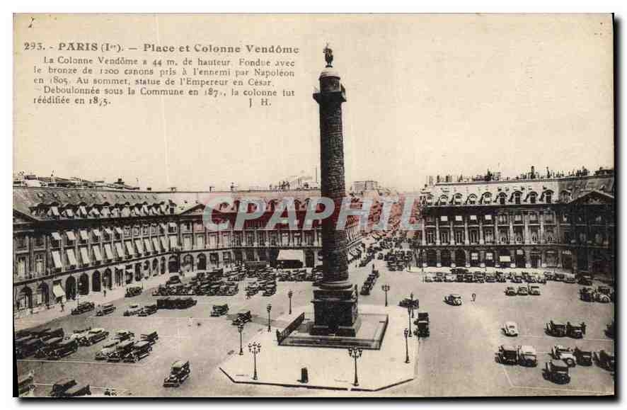 CPA Paris Place et Colonne Vendomme