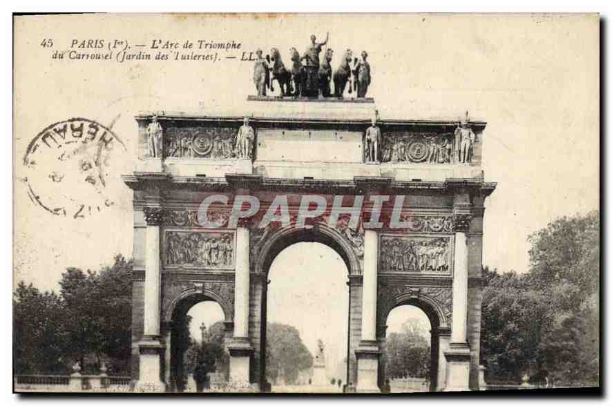 CPA Paris Ier l'Arc de Triomphe du carrousel jardin des Tuileries