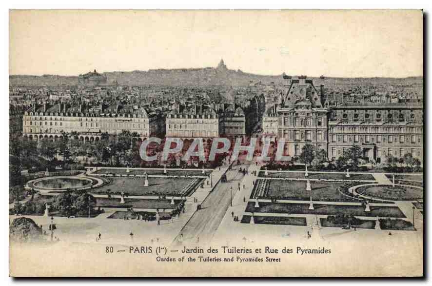 CPA Paris 1er jardin des Tuileries et rue des Pyramides